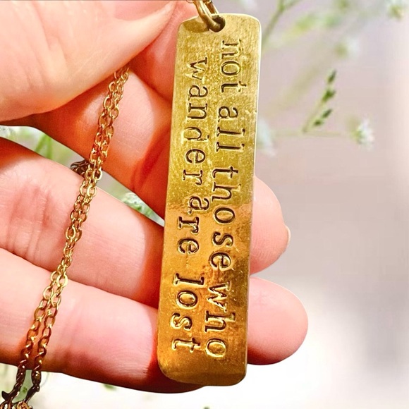 Alisa Michelle 14k Gold Plated Stamped Pendant Necklace - Picture 2 of 3